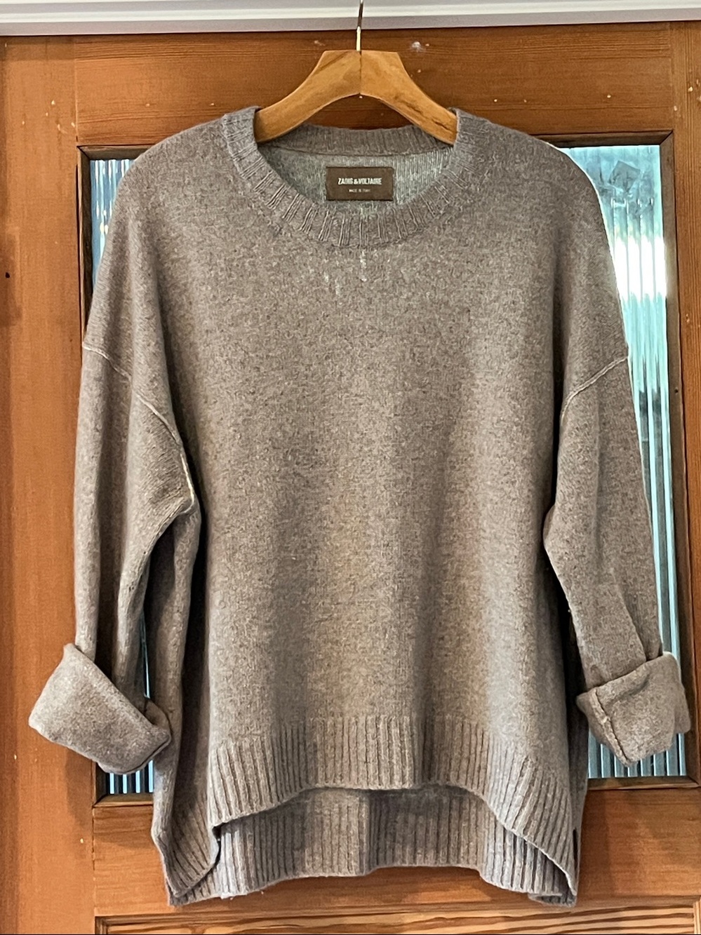 Zadig & Voltaire Taupe Crewneck Oversized Sweater